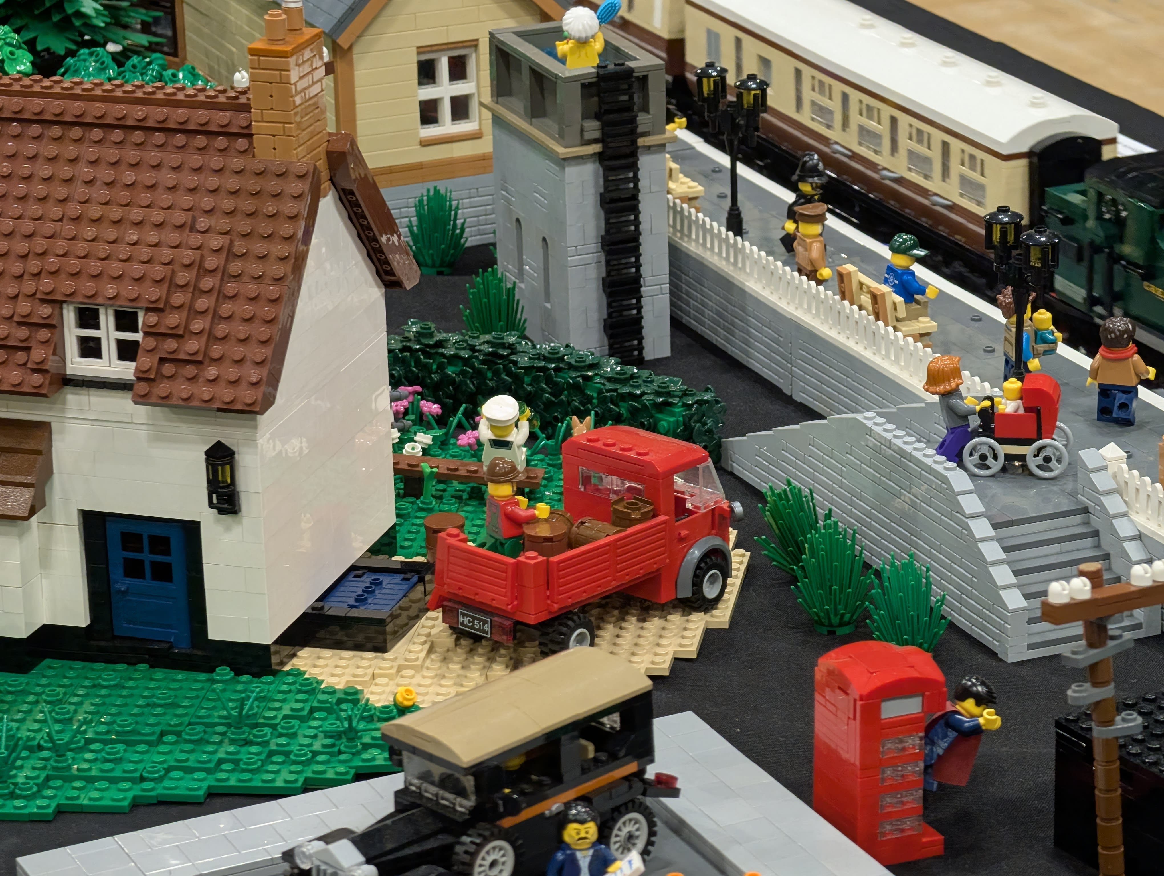 A close up view of a part of the layout at the show