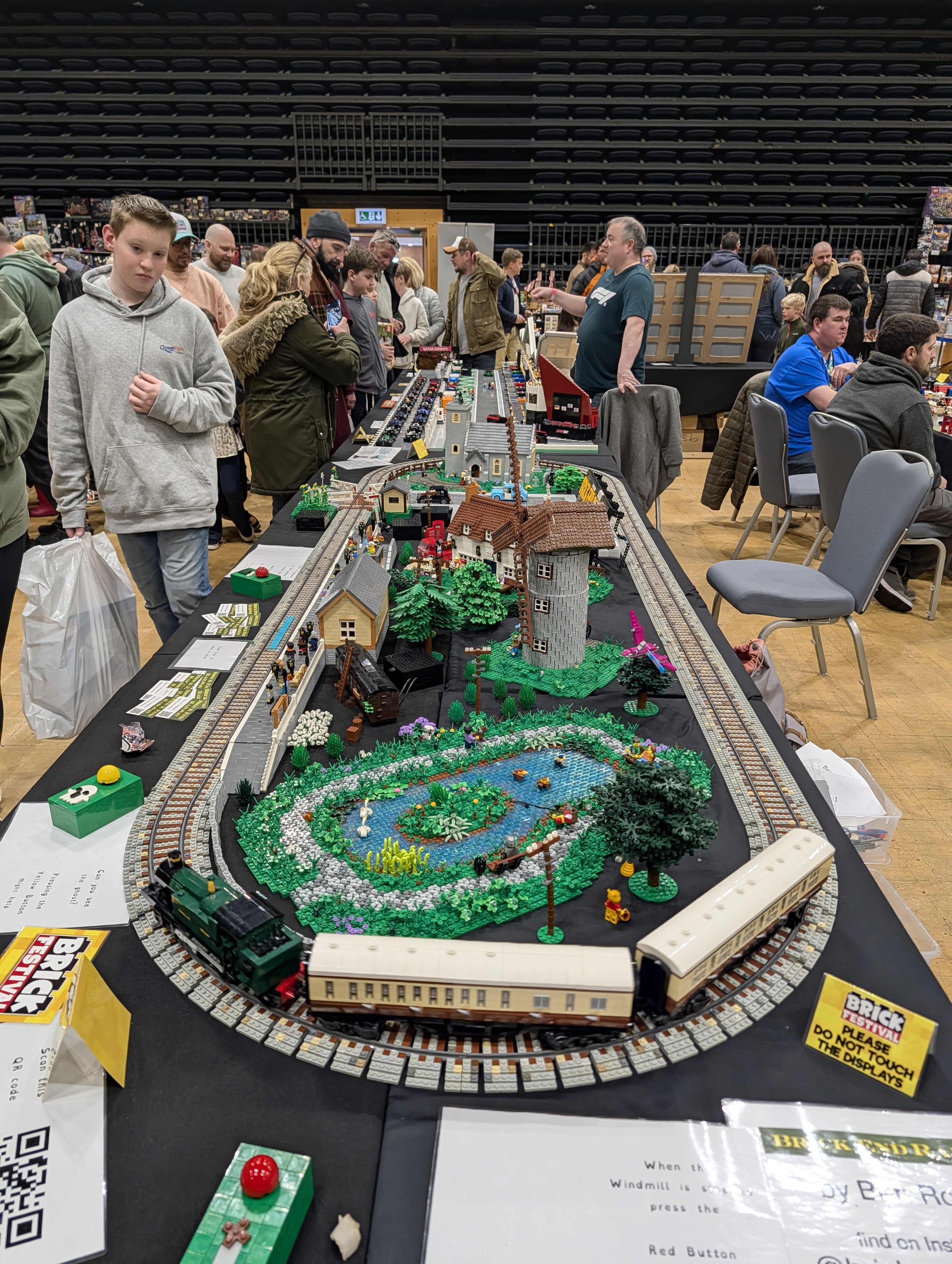 A view down the tables showing my layout next to Lee's Silverstone layout